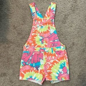 Girls tye dye short overalls